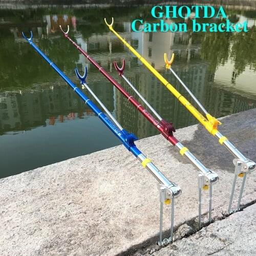 Fishing Pole Stand Bracket for Fishing Rods Carbon Fiber Adjustable Telescoping Fishing Tool 1.7/2.1/2.4M