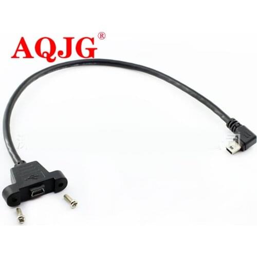Panel Mount Type Mini USB 5Pin Male to Female Extension Adapter Cable with Screws 50cm 30cm 90 degree