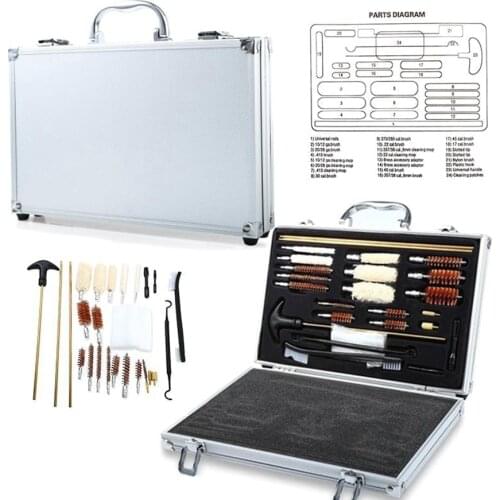Universal Gun Cleaning Kit Gun Brush Tool Rifle Pistol Handgun Shotgun Brush Cleaner Maintenance Tools Aluminum Storage Case