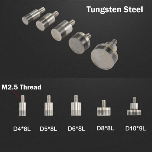 8mm 10mm OD M2.5 Thread 5mm 9mm Measuring Length Tungsten Steel Meter Guage Pin Cylinder Flat Head Dial Indicator Tip Probe