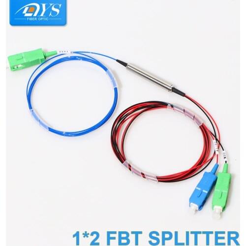 2pcs 1*2 FTTH Fiber Optical PLC Splitter 0.9MM Single Mode SC APC/UPC Connectors