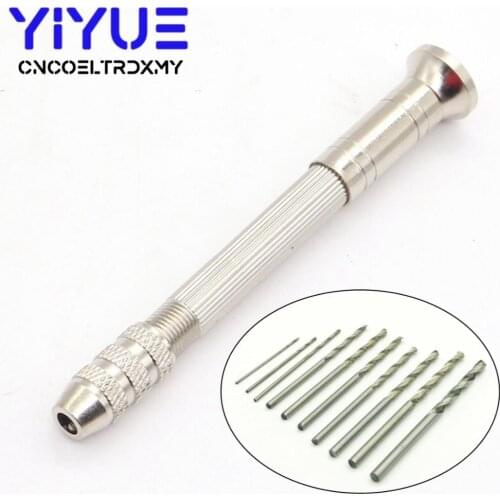 0.3-3.0mm Mini Micro Steel Hand Drill With Keyless Chuck +10pc Twist Drill Bit Woodworking Drilling Rotary Tool