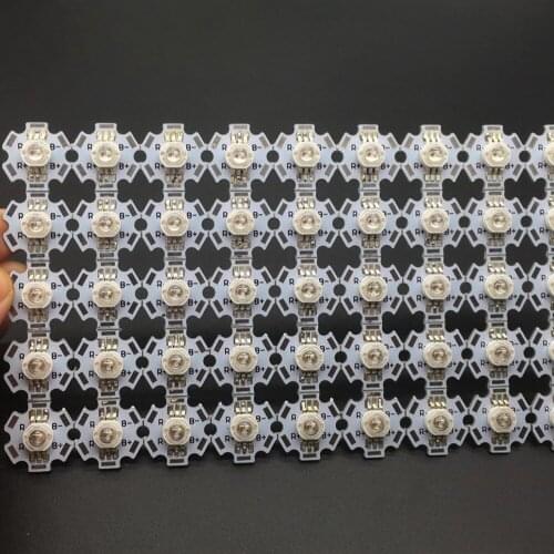 1-100pcs 3W RGB Color High Power 6pin LED Chip Light with 20mm star base heat sink