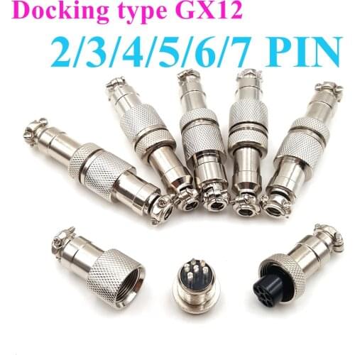 1set Pair GX12 2/3/4/5/6/7 Pin Male Female Panel Connector Socket Plug Aviation Circular 12mm Wire Metal M12 Aviation Connector