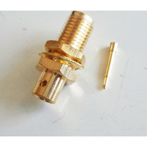 1X Pcs RF Connector RP-SMA RPSMA Female jack O-ring Bulkhead Panel Nut Solder for semi-rigid RG402 0.141" cable With 2 hole Coax