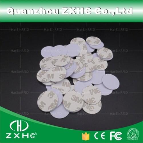 100pcs) 25mm 13.56 Mhz RFID Cards IC 3M Sticker Coin Cards FM1108 Chip Compatible S50 For Access Control