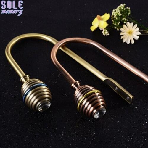 2pcs Luxury U Style Curtain Hook Metal Alloy Tie Back Ball Tieback Holders Vintage Rhinestone Wall Hooks Hanger Home Decor