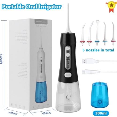 3 Modes Portable Oral Irrigator Cordless Water Dental Flosser USB Rechargeable 5 Nozzles Xiomi Water Jet Floss Tooth Pick 300ml