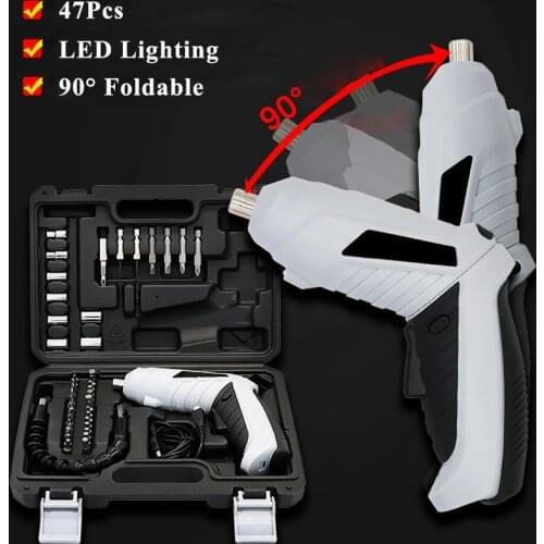 47 In 1 Cordless Electric Screwdriver Set USB Rechargeable LED Light 18650 Lithium Battery Electric Drill Dual-Use Power Tools