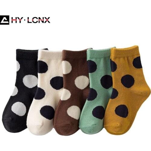 5 Pairs/Lot Autumn Winter Lovely Cotton Kids Socks Cartoon Dots Baby Socks Spring Warm Sock For Children Infant Babies Socking