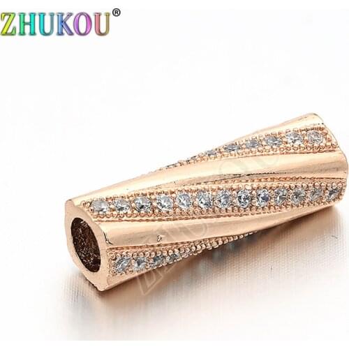 6*19mm Supplies for Brass Cubic Zirconia Long Tube Spacer Beads DIY Jewelry Bracelet Necklace Making, Hole: 3.5mm, Model: VZ58