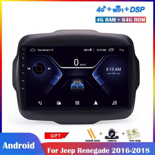 9 inch Android Multimedia Player For Jeep Renegade 2016-2018 Car Radio Stereo Navigation DSP Touch IPS Screen Wifi Bluetooth