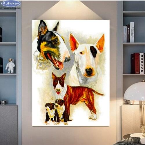 New diy Full square round drill Diamond Painting Bull terrier dog family pet Rhinestone of Picture Diamond mosaic Cross Stitch