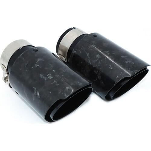 Car Glossy Scattered Pattern Carbon Fiber Muffler Tip Exhaust System Pipe Mufflers Nozzle Universal Straight Stainless BK DZ003