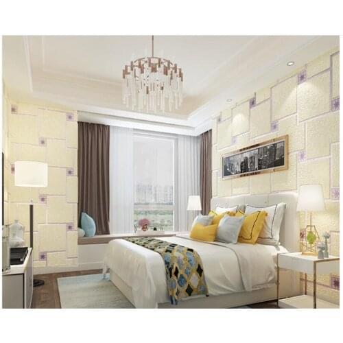 Beibehang Simple modern non-woven 3D deerskin mosaic lattice European style living room bedroom wallpaper papel de parede