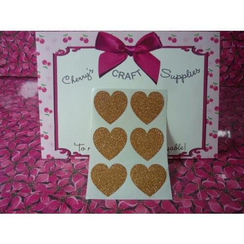 3.8cm Glitter Bronze Gold Heart Stickers