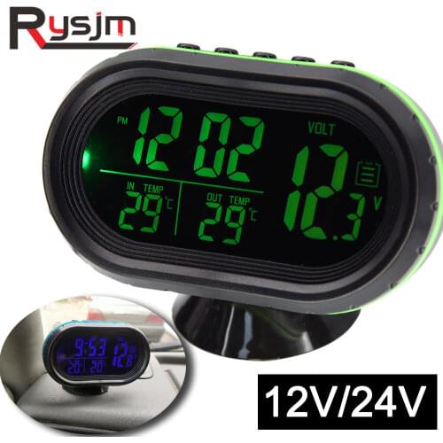 4 IN 1 Digital Voltmeter 12V 24V Multi-function Car Temperature Clock Auto Thermometer Electronic Clock Car Night Light Clock