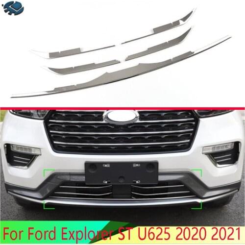 For Ford Explorer ST U625 2020 2021 Stainless Steel Front Grille Accent Cover Lower Mesh Trim Molding Styling Bezel Garnish