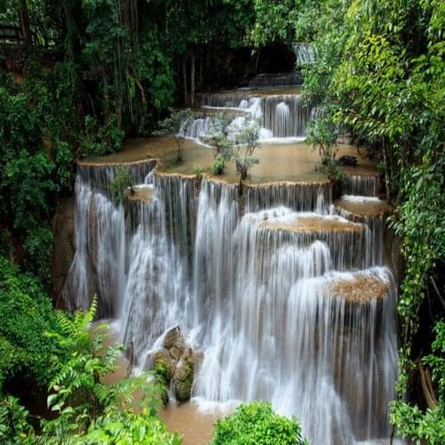 Dropshiping Colomac Wallpaper Green Waterfall Fine Water Long Flowing Wall Murals Wallpaper for Bedroom Walls Papel Mural 3d