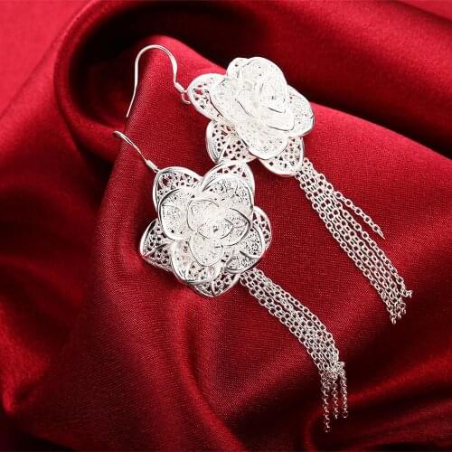 Hot tassel Flowers 925 Sterling Silver Earrings for Women fashion party Jewelry Valentines Day Gifts Trendsetter recommendation