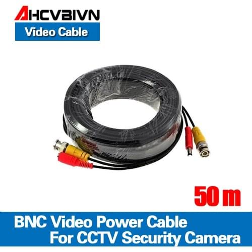165ft(50m) cctv cable Video Power Cable high quality BNC + DC Connector for CCTV Security Cameras Free Shipping