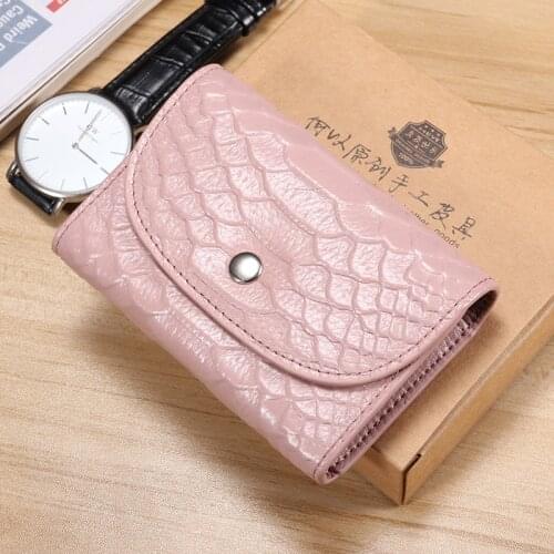 New Short Women Wallet Genuine Leather Purses Coin Purse Female Small Wallet Card Holder Men Money Bag with Zipper Pocket