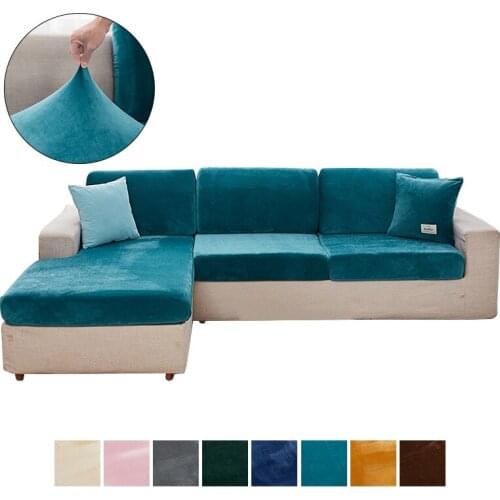 L-shaped Sofa Covers Stretch Sectional Sofa Slipcovers for Living Room Hotel Solid Color Armchairs Couch Cover Home Decor Velvet