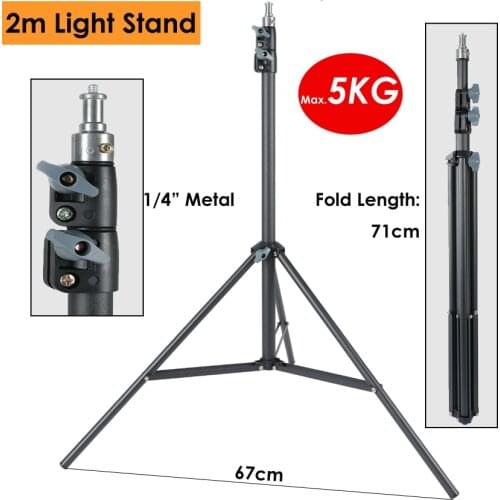 Heavy Duty Metal 2m Light Stand Max Load 5KG Tripod for Photo Studio Softbox Video Flash Reflector Lighting Background Stand