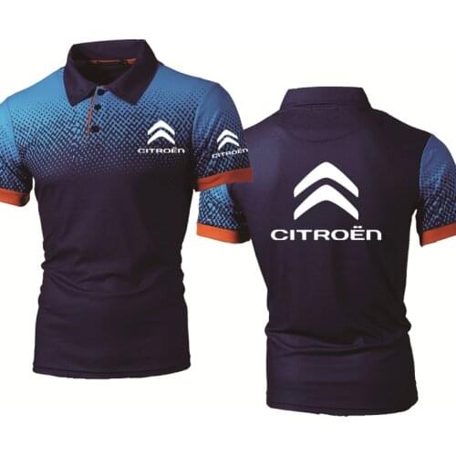 Summer Mens POLO shirt Citroen Car Logo printing Casual Trend Mens short sleeve Gradient Cotton High Quality POLO shirt