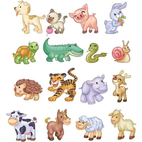 The new Cartoon Animal Patches Crocodile Snake Thermal Patches For Kids Clothes Washable Heat Transfer Vinyl Stickers Iron Appli