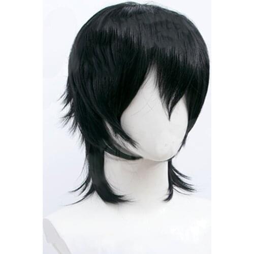 DIANQI Synthetic Harajuku Cool Hair Neutral Black Brown Blue Red Short Hair Women Men Cosplay Wigs Mullet Hair Style Wigs