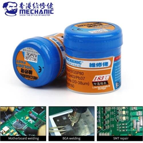 MECHANIC BGA Tin Solder Paste Leaded Sn63/Pb37 Syringe Liquid Flux Melting Point 183℃ PCB Repair Stencil Welding Soldering Tool