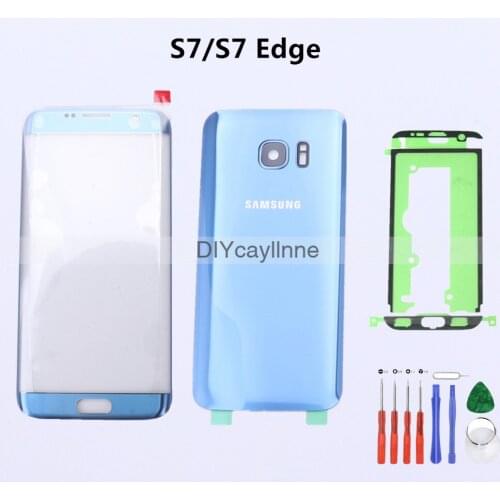 Front Glass + Back Glass for Samsung Galaxy S7 G930 S7 Edge G935 Back Housing Cover Case + Camera Lens Adhesive