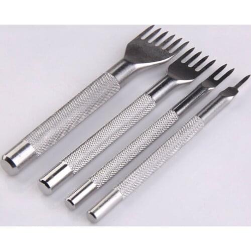 Useful 4pcs/Set Leather Craft Tools Hole Punch Tools Set Kit Convenient Diamond Point Chisel DIY Tool High Quality