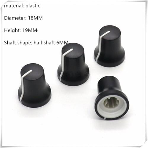10 Piece 18*19MM half shaft Black and white plastic knob potentiometer rotary encoder volume switch knob suitable for D axis 6MM