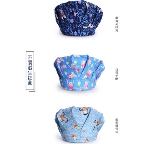 New Print Chef Caps Cafe Bar Waiter Dust Cap Restaurant Hotel Workers Cook Baking Cap Men Women Breathable Chefs Hat