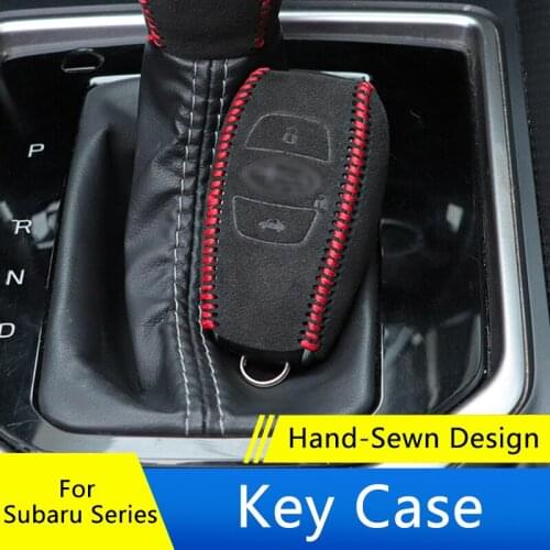 QHCP Car Key Case Cover Suede Leather Remote Key Bag Protection Sleeves Shell For Subaru Forester Outback XV Legacy Accessories