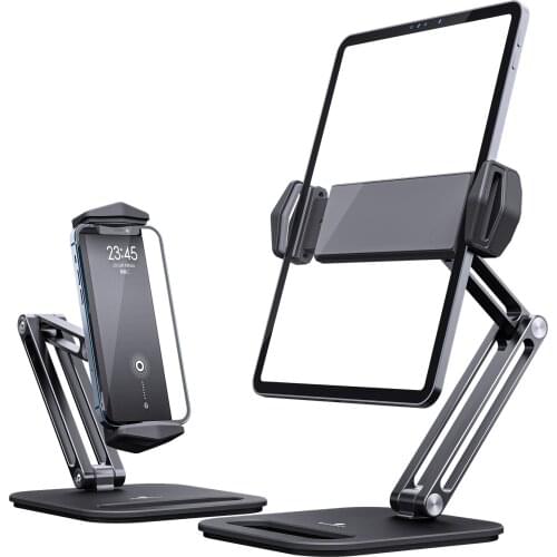 Adjustable Aluminum Tablet Stand 360° Rotation Foldable Portable Non-Slip Desk Tablet Holder for iPad Tab Kindle Phone (4-13")