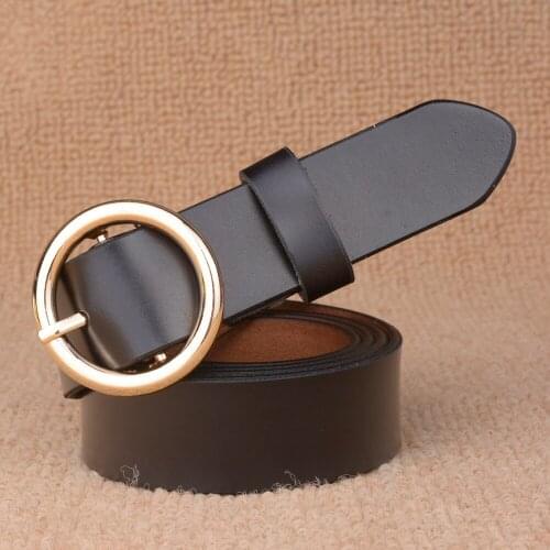 Hot New Brand Designer Women Belt Luxury but Smiple Style Genuine Leather Belts for Female Round Buckle Girl Jeans Strap