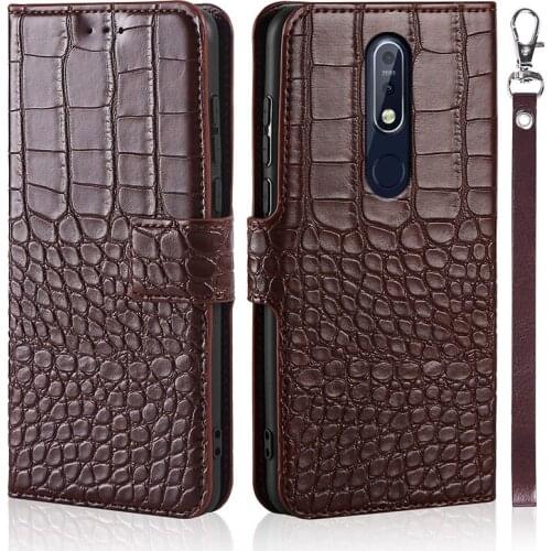 Luxury Crocodile texture Leather Wallet Flip Case for Nokia 7.1 case Phone cover for Nokia 7.1 case with Card Holder