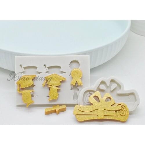 3D Graduation Doctor Hat Sugarcraft Silicone Molds For Baking Cake Decorating Tools Fondant Chocolate Moulds Pastry Kitchen