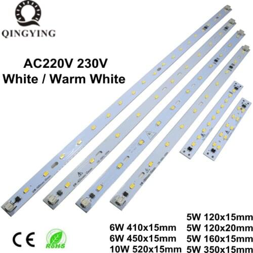 10pcs AC 220V 230V T5 T8 LED Tube Bar Rigid Strip Free Driver 5W 6W 10W AC220V SMD 5730 LED PCB White / Warm White Light Source