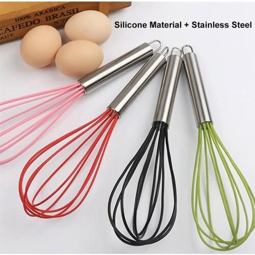 Silicone Whisk With Stainless Steel Handle Egg Beaters Butter Blender Kitchen Tools For Whisking Dough