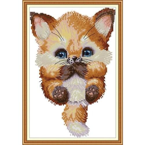 Cute little fox animals cartoon Embroider DIY Handwork Counted Printed Canvas Chinese Cross Stitch DMC 14 11CT Needlework Sets