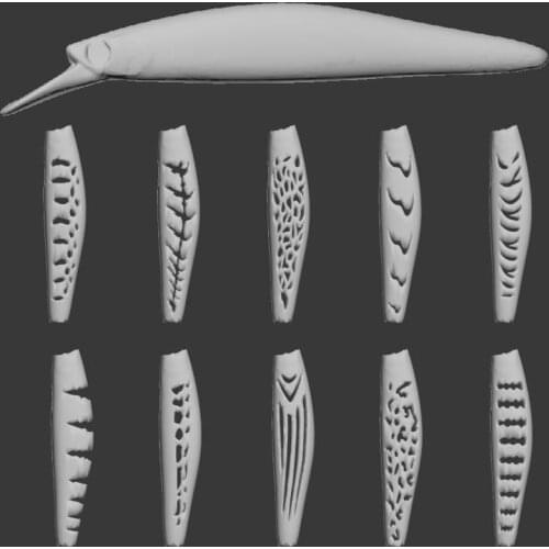 WLure Hard Plastic 3D Stencil for Hard Bait Blank Fishing Lure UPM673