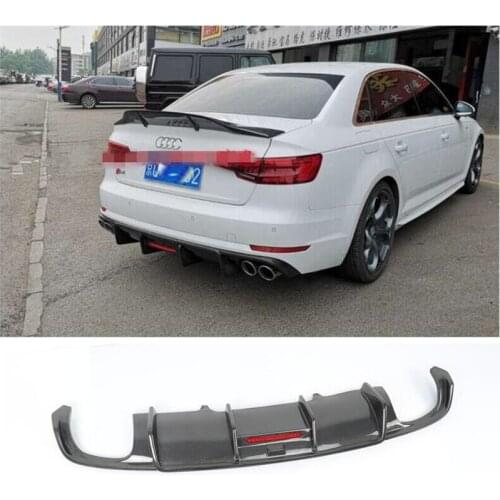 For Audi A4 B9 2017 2018 2019 2020 Real Carbon Fiber Rear Diffuser Lip Spoiler High Quality Car Bumper Accessories