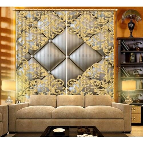 Custom High quality leather pattern 3D Blackout Curtains Luxury living room bedroom Curtains Sunshade Window Curtain 3D