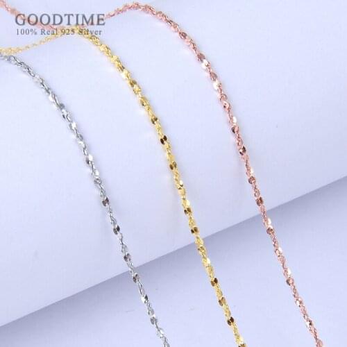 Noble Sterling Silver Chain Jewelry Genuine Pure 925 Silver Chains Necklaces For Women Star Rose Gold Color Necklace Link Chain