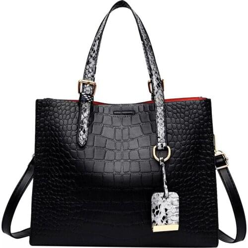 Women Alligator Skin Print Tote with Python Handles