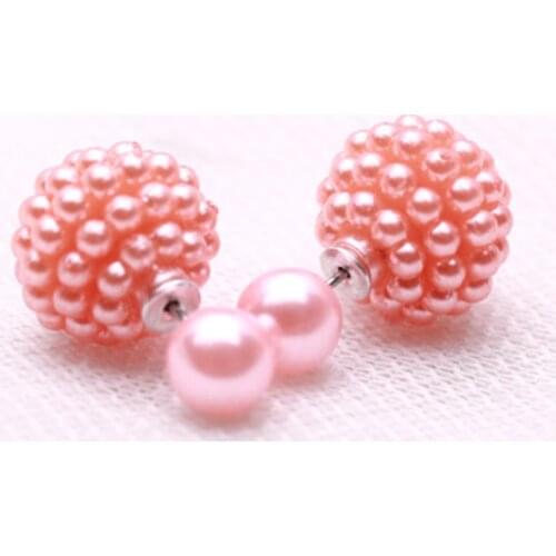 11 Colors Brand Double Side Imitation pearl fashion earring Trendy Cute Charm Pearl Statement Ball Stud earrings for women